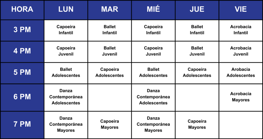 Horario Academia Quilombo